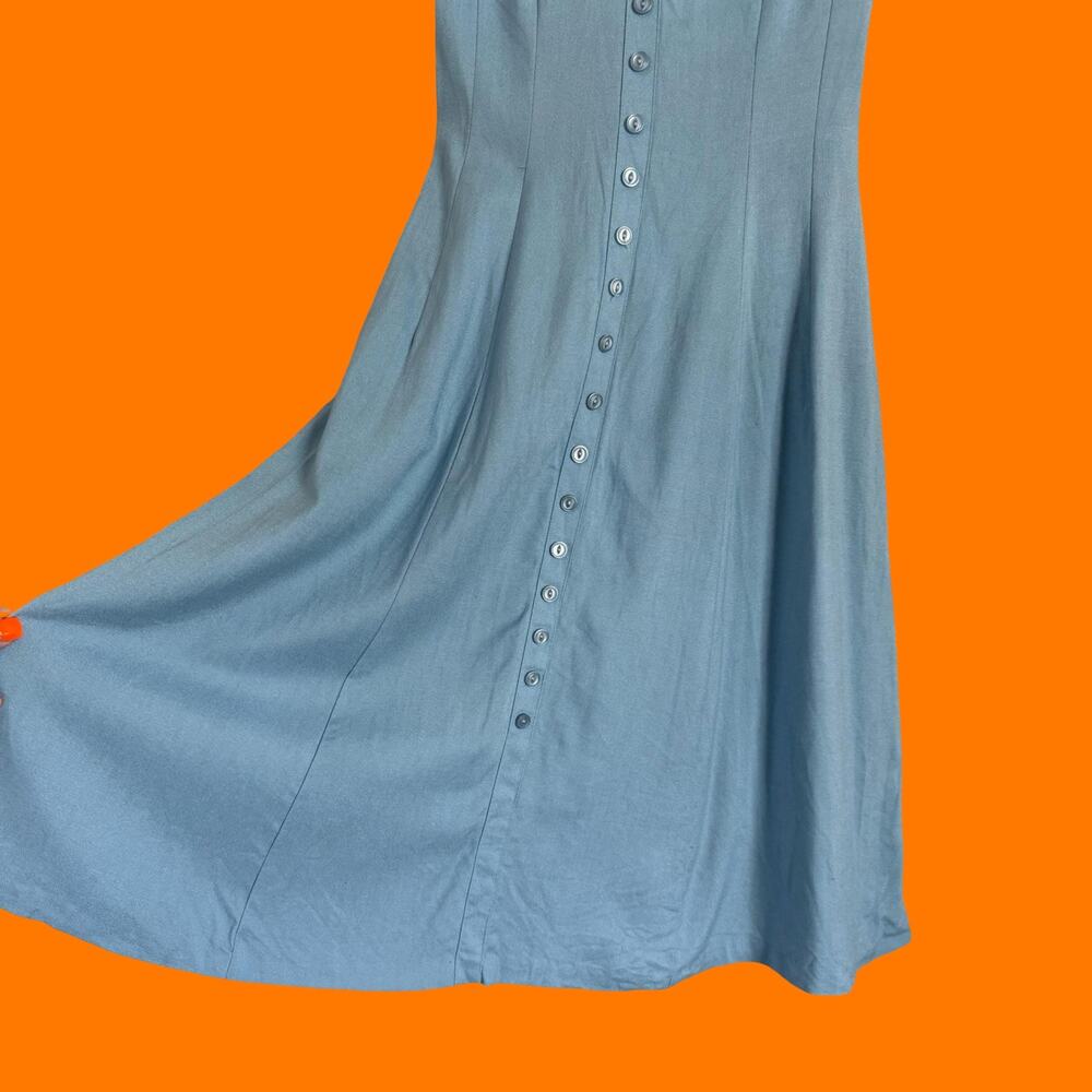 50's 60's vintage dainty blue retro coquette embroidered a-line dress Size 11 - Picture 3 of 8